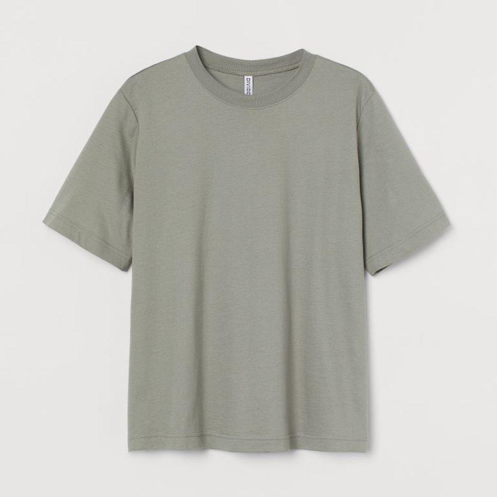 H&M Divided Womens Size L Khaki Green Cotton T-Shirt